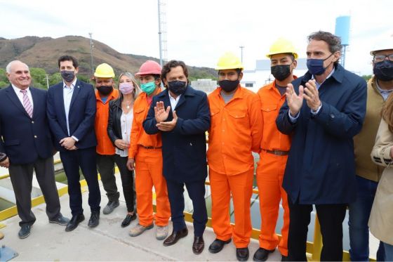 El gobernador Gustavo Sáenz y los ministros del Interior Eduardo de Pedro y de Obras Públicas Gabriel Katopodis inauguraron la primera etapa de la nueva planta potabilizadora en el dique Campo Alegre y Acueducto Norte