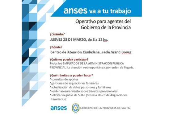 Hoy se realizará el operativo  “Anses va a tu trabajo”