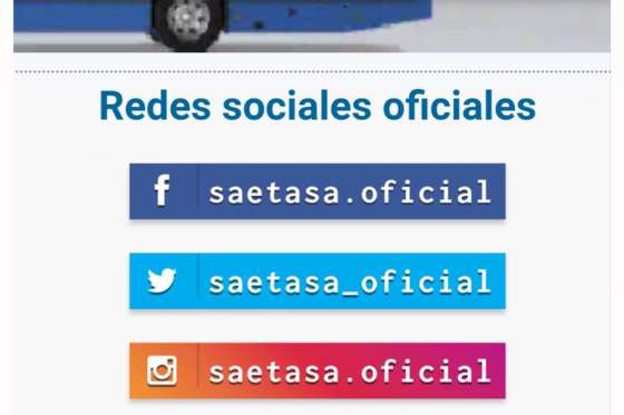 Por redes sociales SAETA informa modificaciones en los recorridos