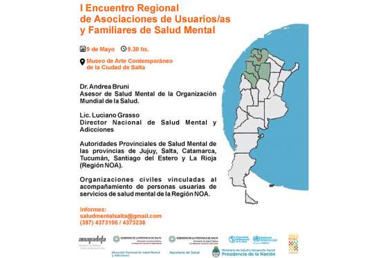 Se realizará en Salta un encuentro regional de asociaciones de usuarios de salud mental