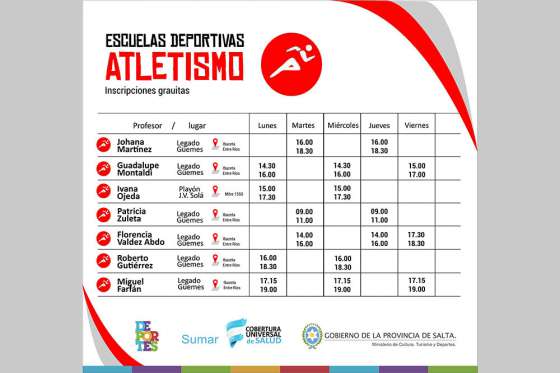 Escuelas Deportivas: siete opciones para practicar atletismo de manera gratuita y de calidad