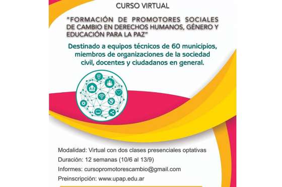 Hasta hoy se inscribe para el curso virtual de formación de promotores sociales