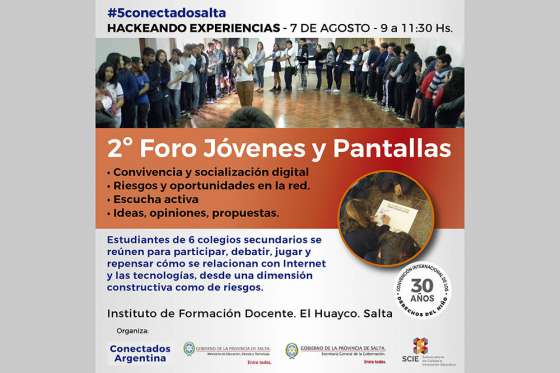 Se realizará en Salta el 2º Foro “Jóvenes y Pantallas”