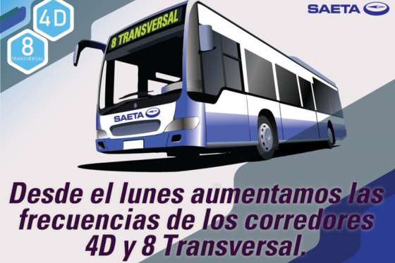 Mejoran frecuencias en los corredores 4D y 8 Transversal