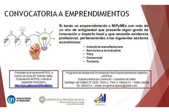 Convocan a emprendedores y estudiantes a participar de la 8° edición del programa APPES