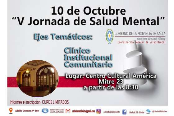 En octubre se realizará una jornada de intercambio en salud mental