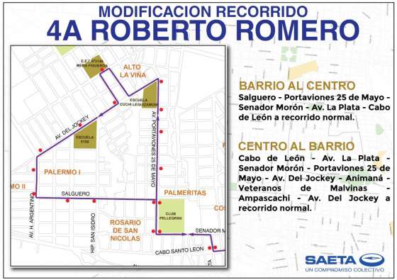 Desde el martes 15 tendrá nuevo recorrido la línea 4A Roberto Romero