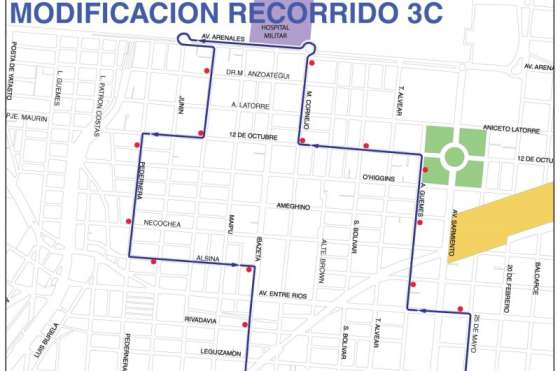 Desde hoy los coches del corredor 3C pasarán por calle Pedernera