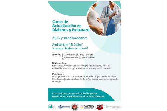 En noviembre se realizará un curso de actualización en diabetes y embarazo