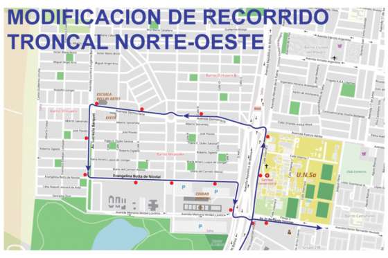 Modifican el recorrido del corredor Troncal Oeste