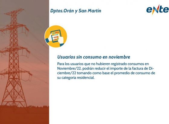 Cerca del 90% de los usuarios de Edesa de Orán y San Martín pagarán la boleta de la luz a valores de noviembre