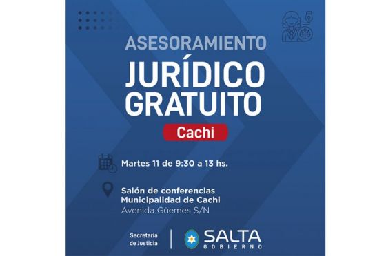 El servicio de asesoramiento jurídico gratuito estará en Guachipas, La Viña y Cachi