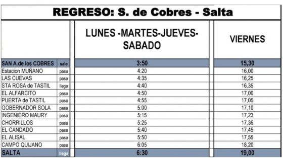 La AMT mejoró la frecuencia del colectivo para la Quebrada del Toro y el departamento de Los Andes