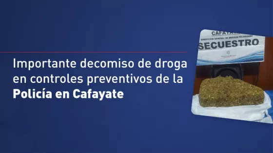 Importante decomiso de droga en controles preventivos de la Policía en Cafayate.