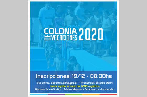 Inscripciones para la Colonia de Vacaciones de la Secretaría de Deportes