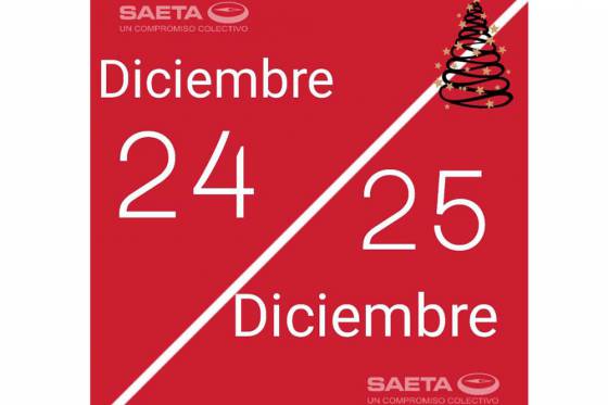 Servicios de SAETA para el 24 y 25 de diciembre