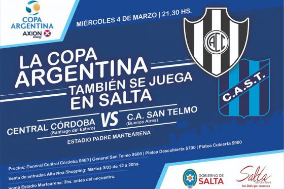 Copa Argentina: Central Córdoba y Sportivo San Telmo jugarán en Salta