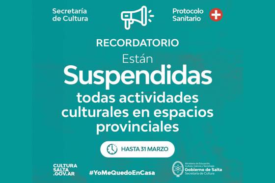 Cultura recuerda que están suspendidas las actividades culturales