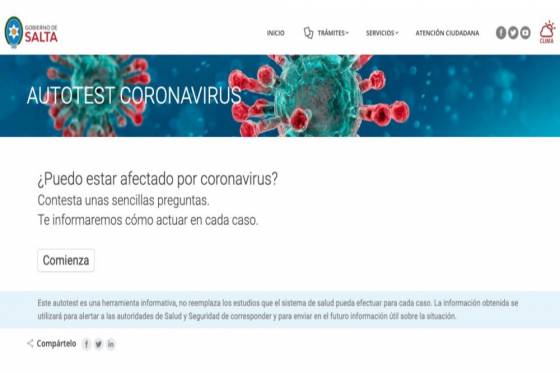 Está disponible  test on-line para informar y detectar casos potenciales de coronavirus