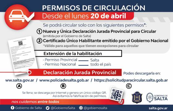 Rige el Permiso Provincial Único para circular