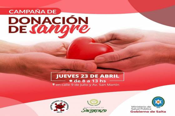 El jueves habrá colecta de sangre en Villa San Lorenzo