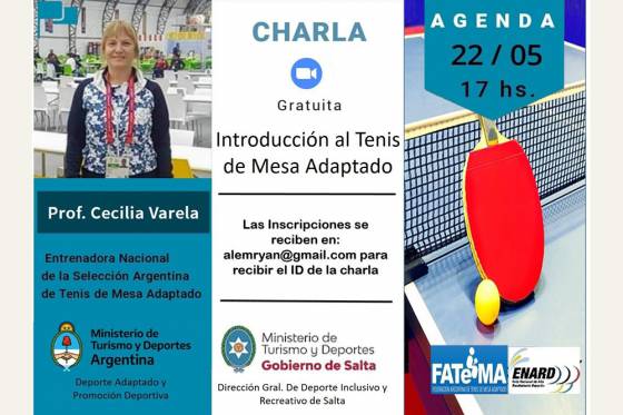 Charla on line con la entrenadora de la Selección Argentina de Tenis de Mesa Adaptado