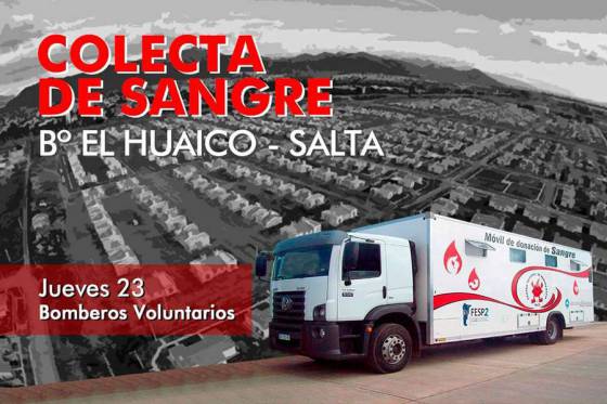 Hoy habrá colecta de sangre en el barrio El Huaico