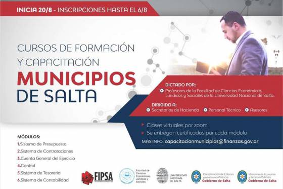 Finalizan hoy las inscripciones para realizar los cursos de capacitación para municipios