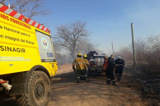 Seguridad realizó tareas de sofocamiento en un incendio de pastizales en zona sur