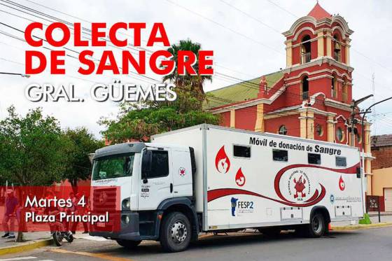 Esta semana habrá colecta de sangre en General Güemes, Capital y El Galpón