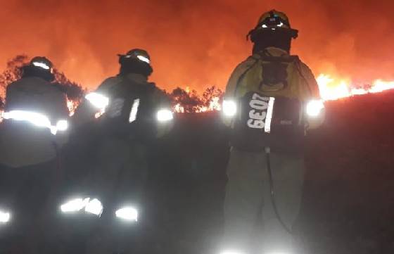 Amplio operativo para sofocar un incendio forestal en Vaqueros