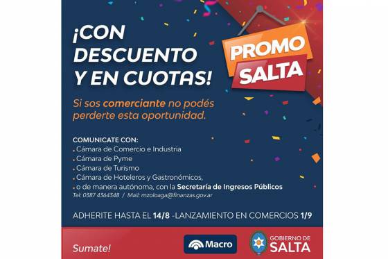 Promo Salta regirá en los comercios desde 1 de setiembre hasta el 31 de octubre