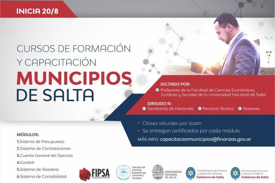 Gobierno y UNSa iniciarán el 20 de agosto las capacitaciones a personal de los 60 municipios