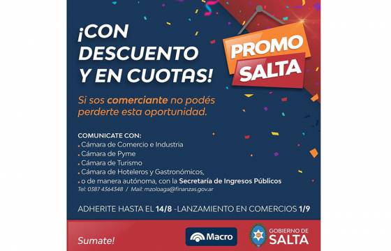 Hoy se lanzará Promo Salta que regirá en los comercios del  1 de septiembre al 31 de octubre