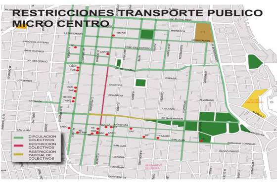 Cambio de recorridos y paradas por retenes y filtros en el centro de la ciudad