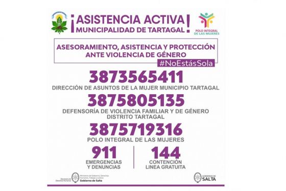 Tartagal: contactos de asistencia ante casos de violencia de género