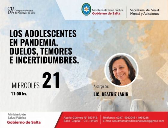 Videoconferencia sobre salud mental y adolescencia