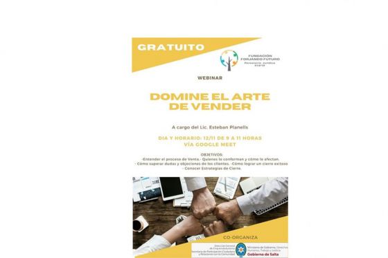 Se brindará en forma gratuita la capacitación “Domine el arte de vender”