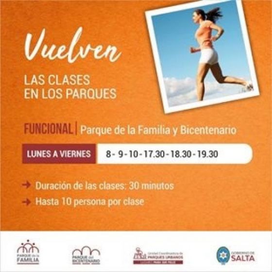 Clases de gimnasia funcional en los Parques del Bicentenario y de La Familia