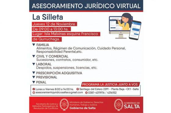 Brindarán asesoramiento jurídico virtual en La Silleta