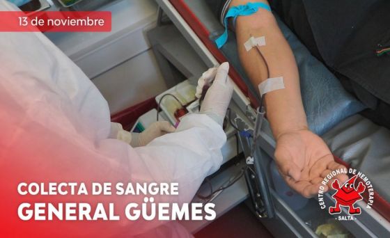 Hoy se realizará colecta de sangre en General Güemes