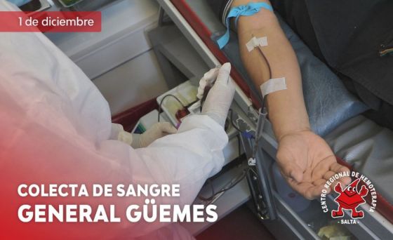 Hoy se realizará colecta de sangre en General Güemes