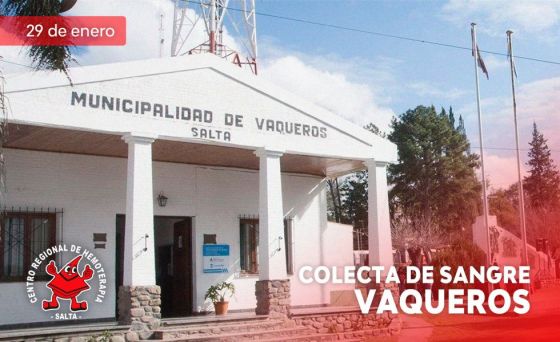 Hoy se hará una colecta de sangre en Vaqueros