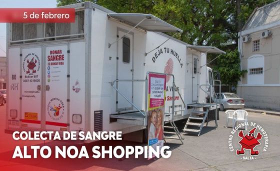 Mañana colectarán sangre de todo grupo y factor en la zona del shopping