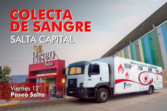 Mañana se colectará sangre de todo grupo y factor en el Paseo Salta