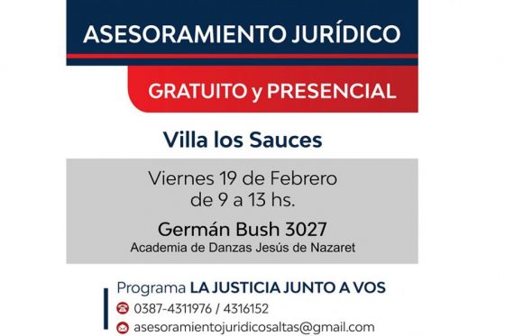 Vecinos de villa Los Sauces recibirán asesoramiento jurídico gratuito