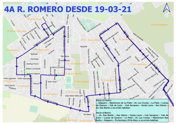 Se restablecerá el recorrido habitual del 4A Roberto Romero