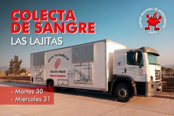 Hoy se colectará sangre en Las Lajitas