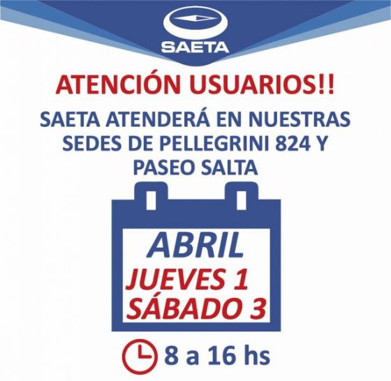 Servicios de SAETA para este fin de semana