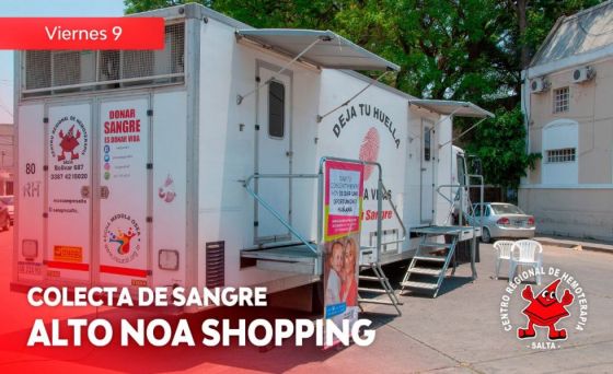 Hoy se realizará una colecta de sangre en inmediaciones del shopping